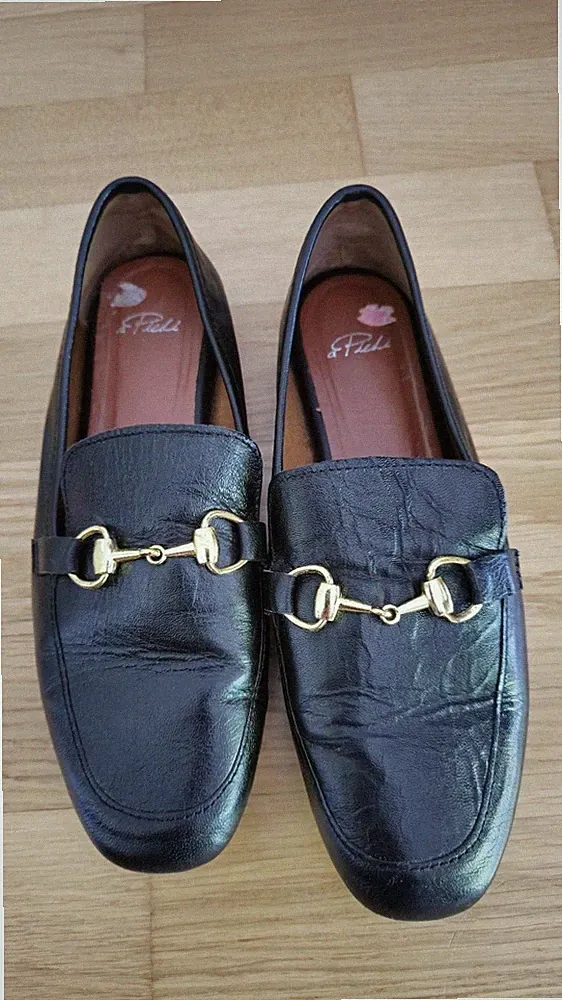 Apiedi A Piedi Loafers Leder-Loafer mit Schnalle Schwarz Größe 38