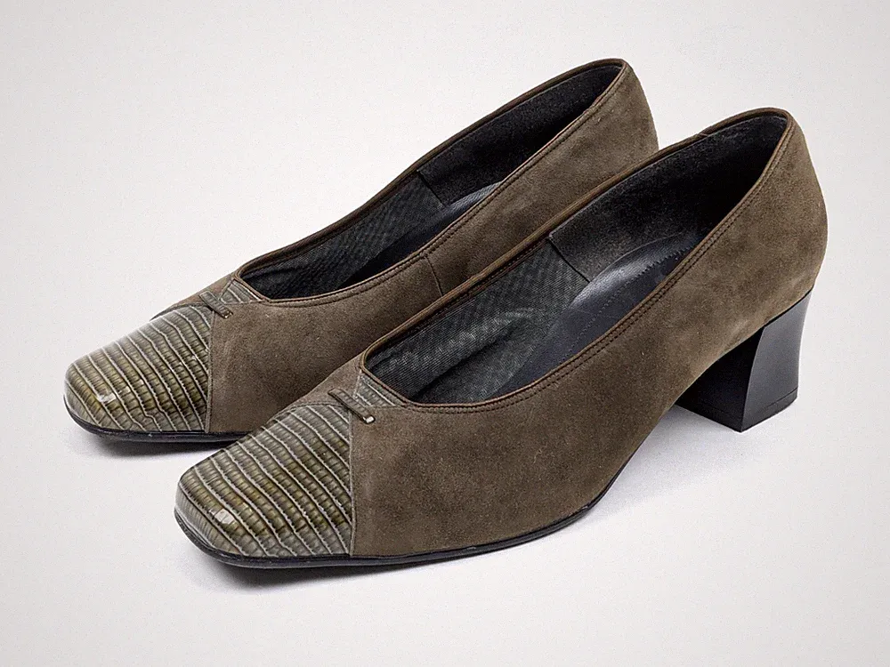 ARA CLASSIC Pumps 7 H (41) Braun Wildeder Blockabsatz Loafer Schuhe Trotteur