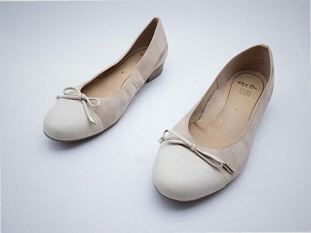 ara Damen Freizeitballerina Slipper Loafer Leder Beige Gr. 39 EU Art. 41646-56