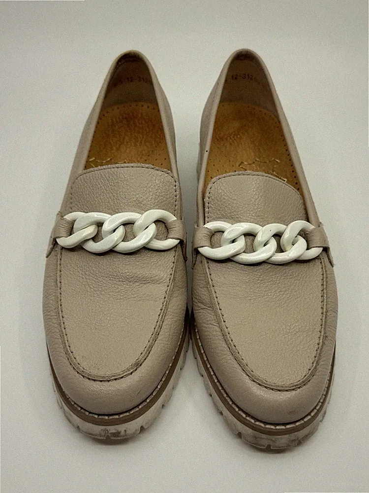 ara Damen Loafer High Soft beige Leder mit Kette Gr. 6½ – 1-2x getragen