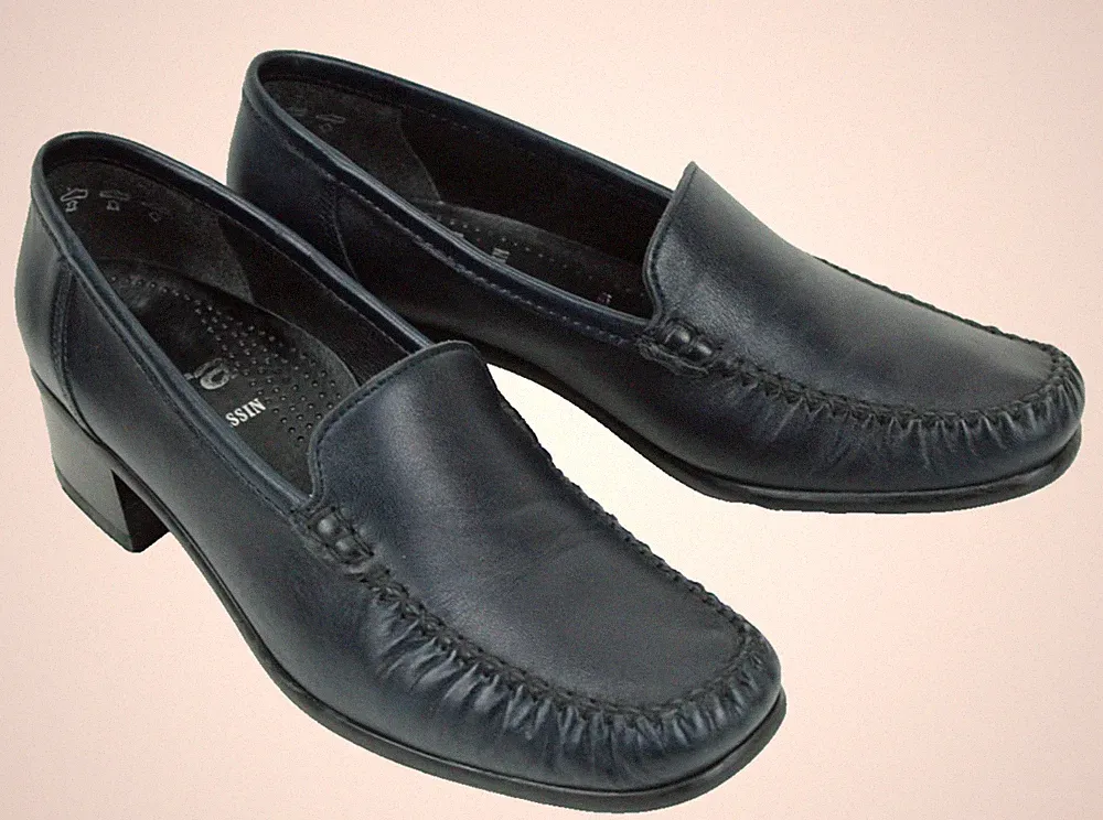 Ara Damen Schuhe Slipper Loafer Gr. 39 Leder schwarz Mokassins Blockabsatz FS119