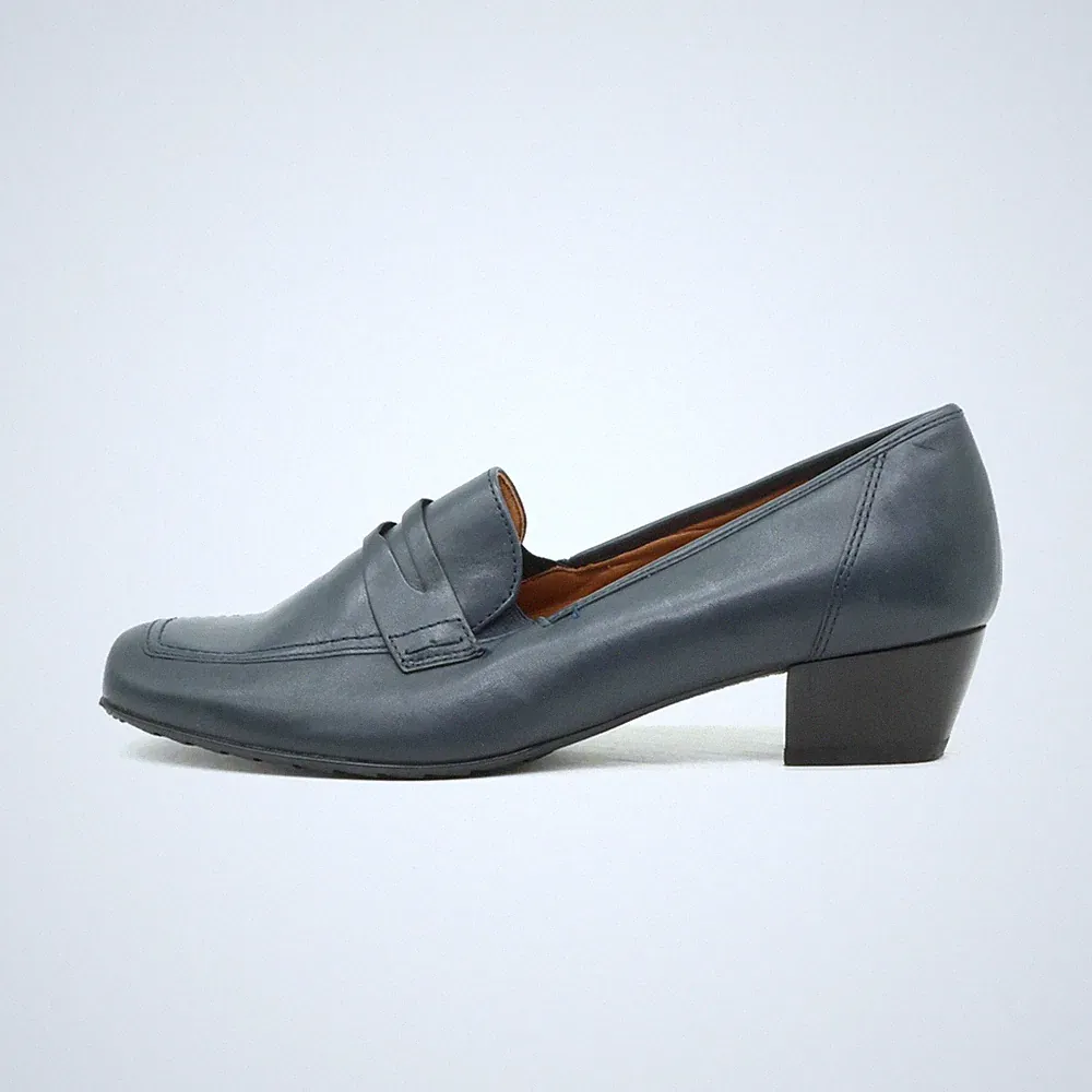 Ara Damen Slipper EU 39 Klassischer Loafer Blau Leder Weiches Fußbett