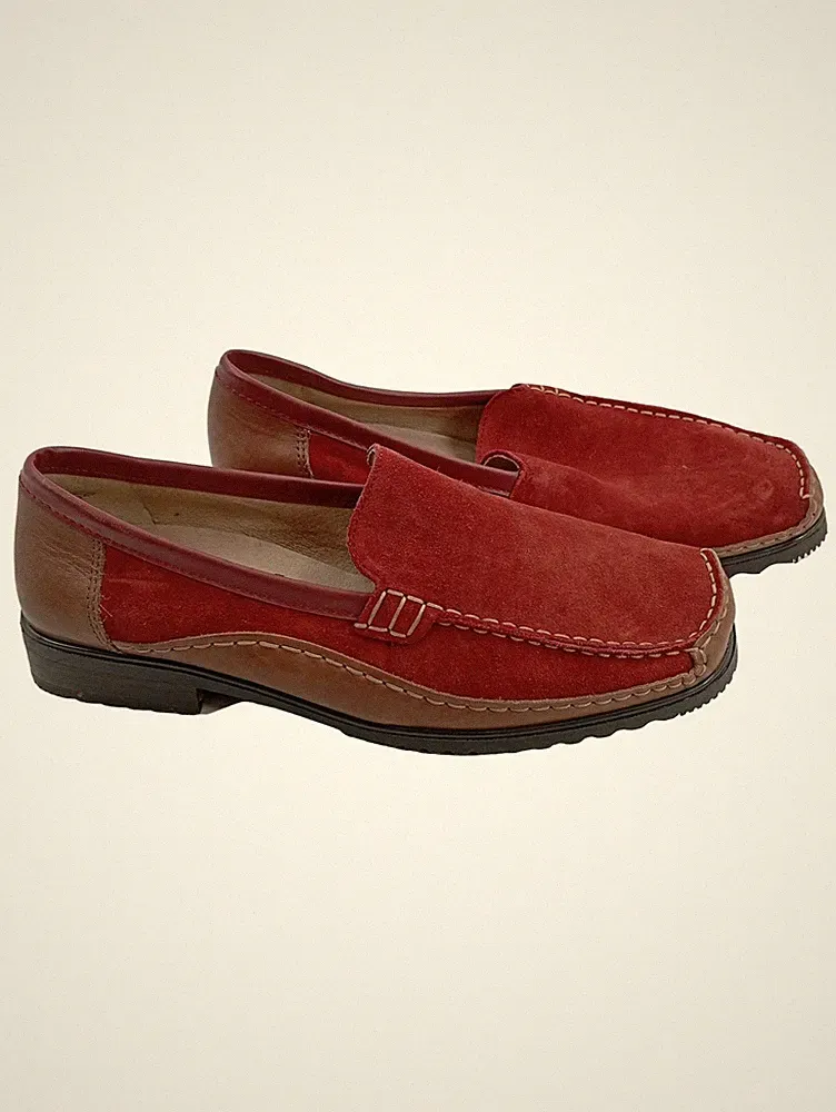 ara René Damen Mokassin Slipper Gr. 40 Rot Wildleder Leder Loafer