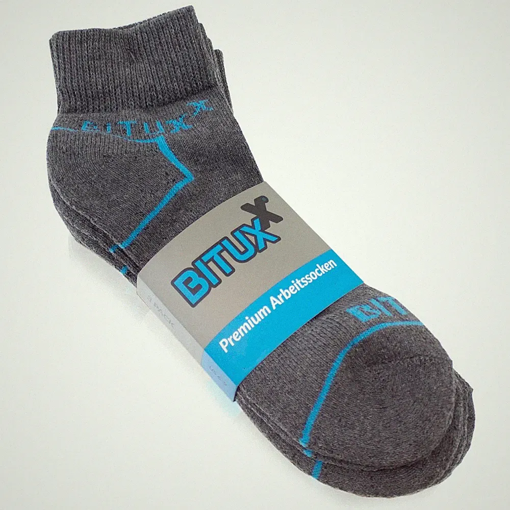 Arbeitssocken Freizeitsocken Tennissocken Unisex Socks Quaters Grau BITUXX