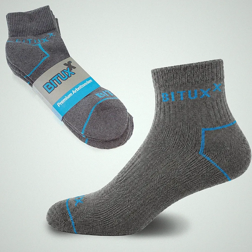 Arbeitssocken Freizeitsocken Tennissocken Unisex Socks Quaters Grau BITUXX