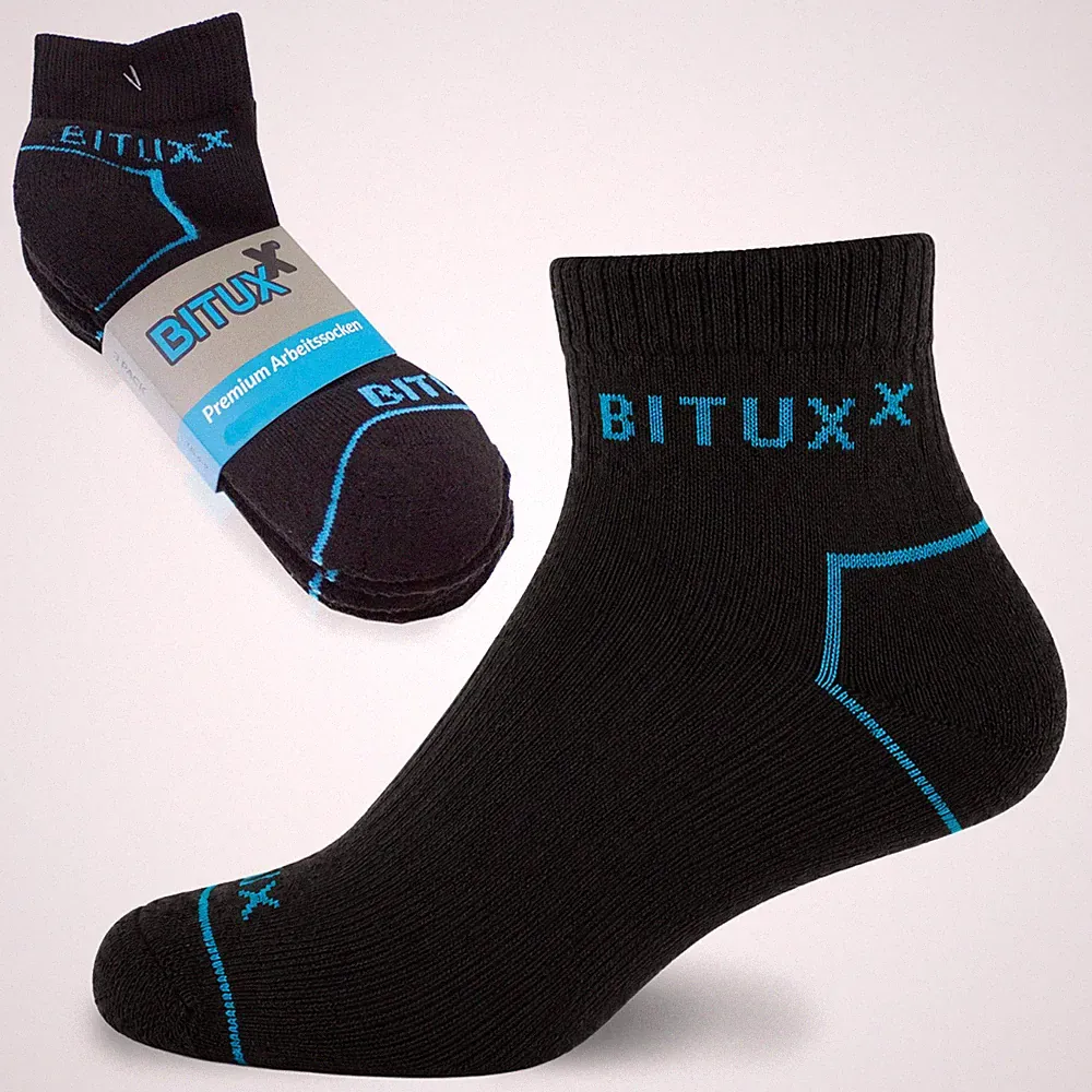Arbeitssocken Freizeitsocken Tennissocken Unisex Socks Quaters Schwarz BITUXX