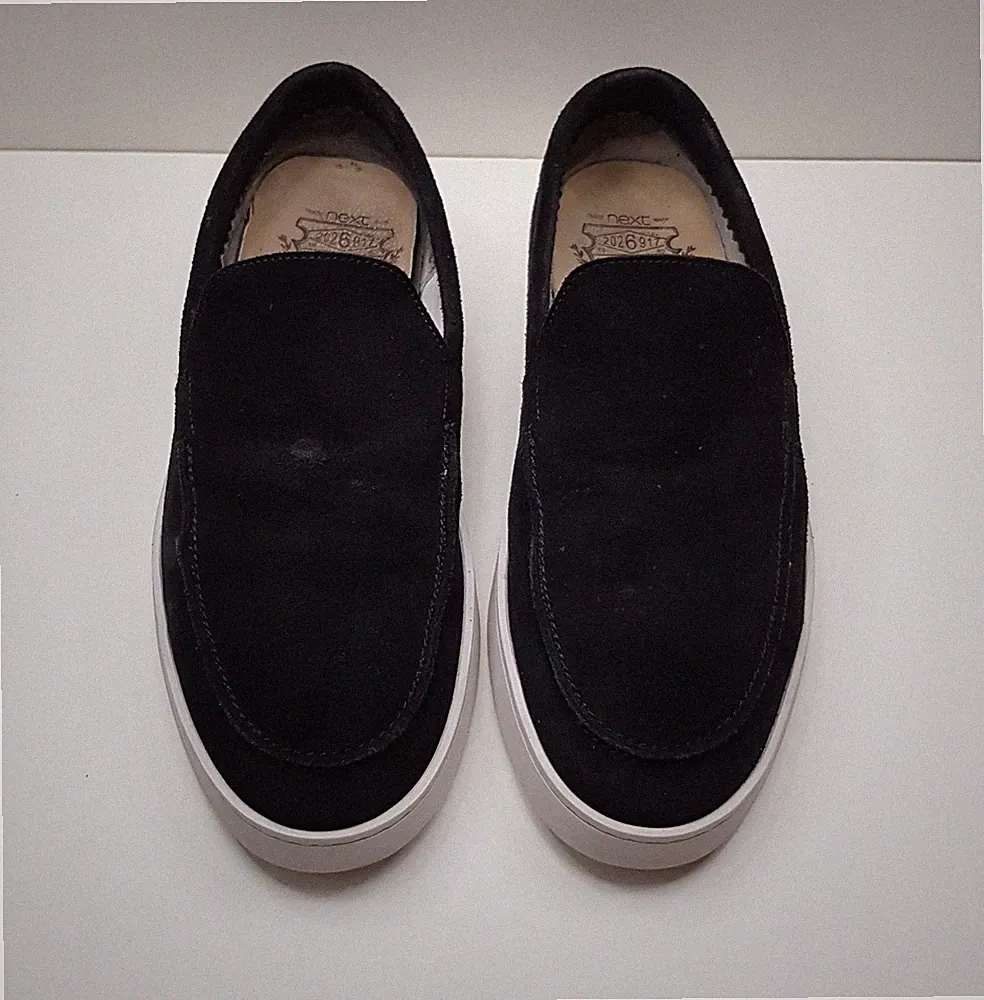 ARNE GRÖSSE 6UK EUR40 HERREN SCHWARZ ECHT WILDLEDER LEDER SLIPPER MOC TOE HALBSCHUHE SCHUHE