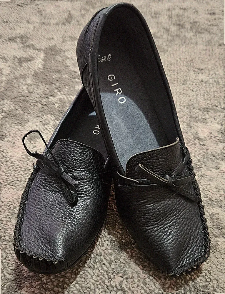 Asics Giro Damen Leder Walking Flats Schuhe WG259A in Schwarz UK 4