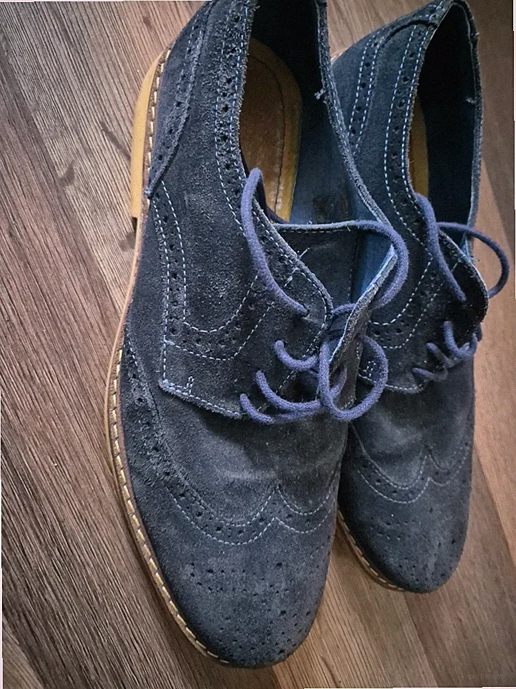 Ask The Missus Freizeitschuhe dunkelblau gelb Wildleder Schnürschuhe, Größe 42