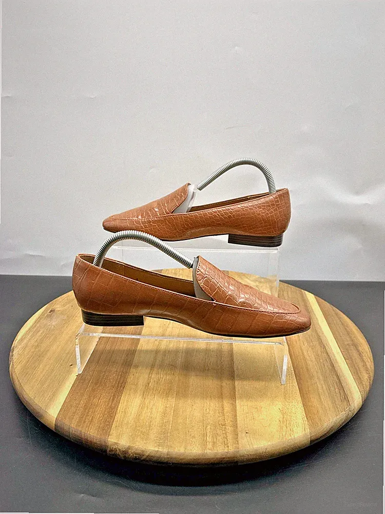 Asos Damen-Slipper Halbschuhe UK-Größe 6 braun Krokodildruck Kunstleder