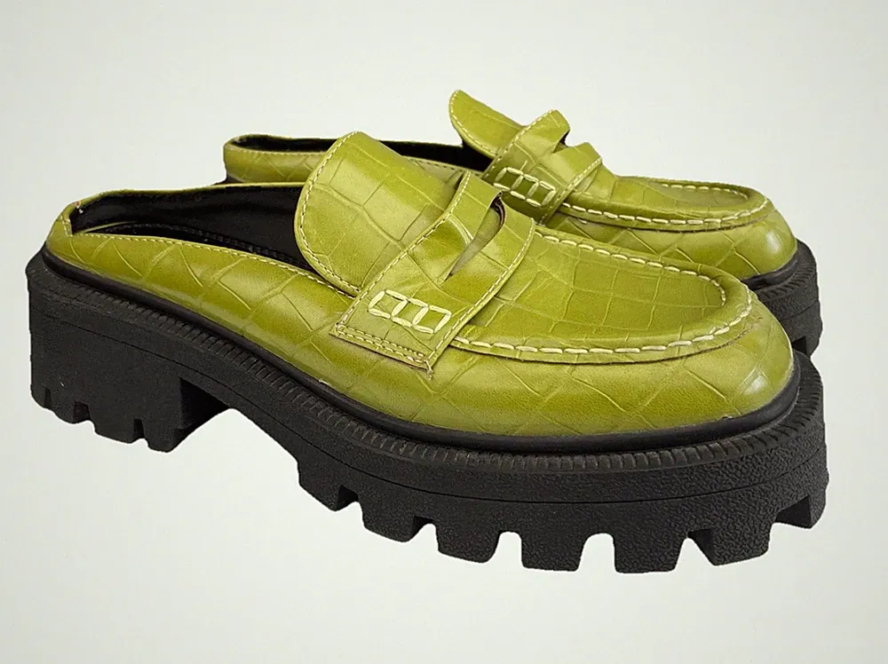 ASOS Design Damen Chunky Loafer Pantoletten Grün Crocs Größe UK 5 / 38 / US 7