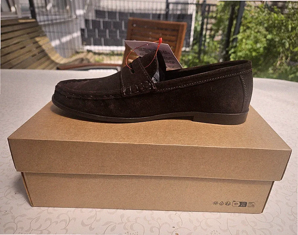 ASOS DESIGN Mayfair Slipper Loafer Wildleder Braun EU 39 Nahtdetail Rund