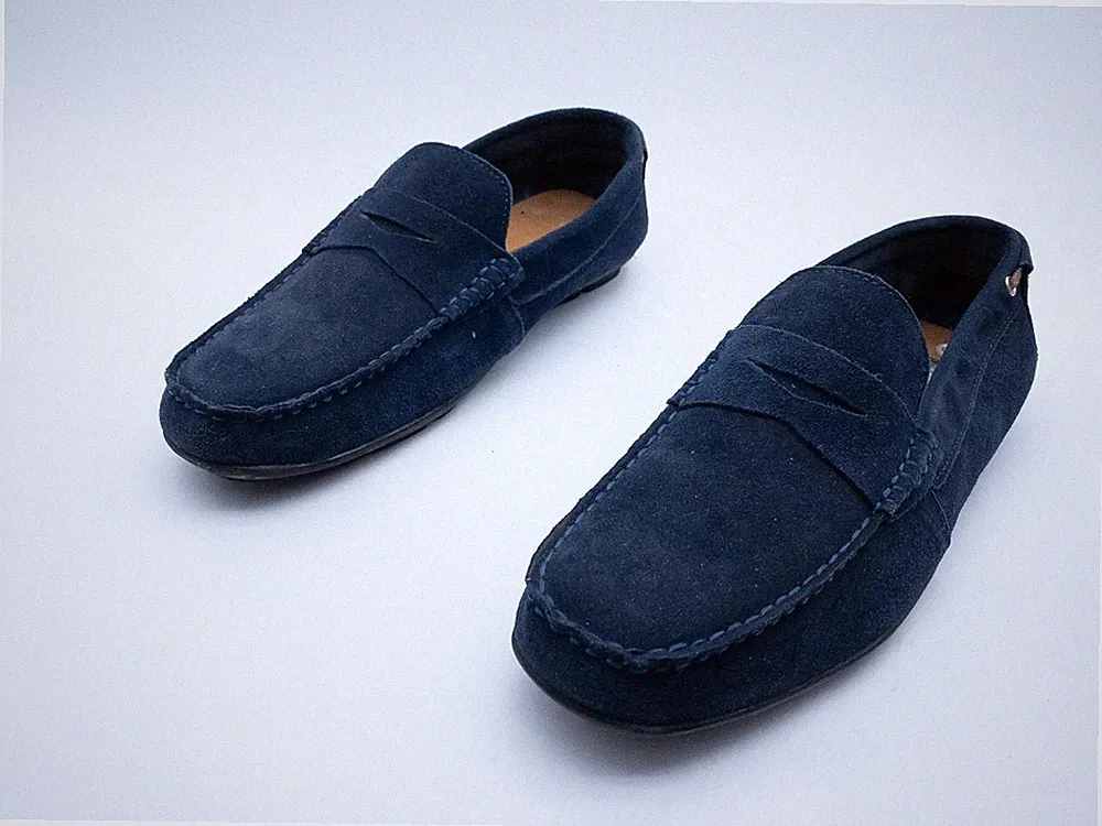 atlas for men Herren Slipper Loafer Halbschuh Leder Blau Gr. 45 EU Art. 41359-30