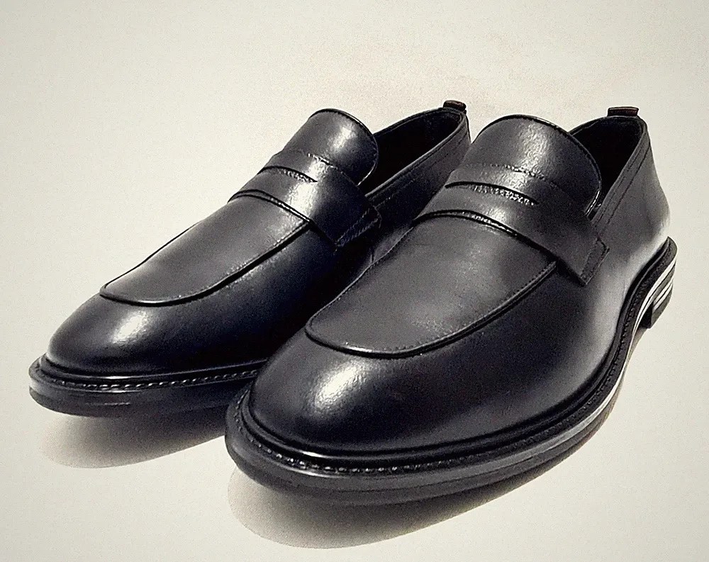 Autograph M&S schwarz Echtleder Halbschuhe Slipper Schuhe Herren UK Größe 8,5