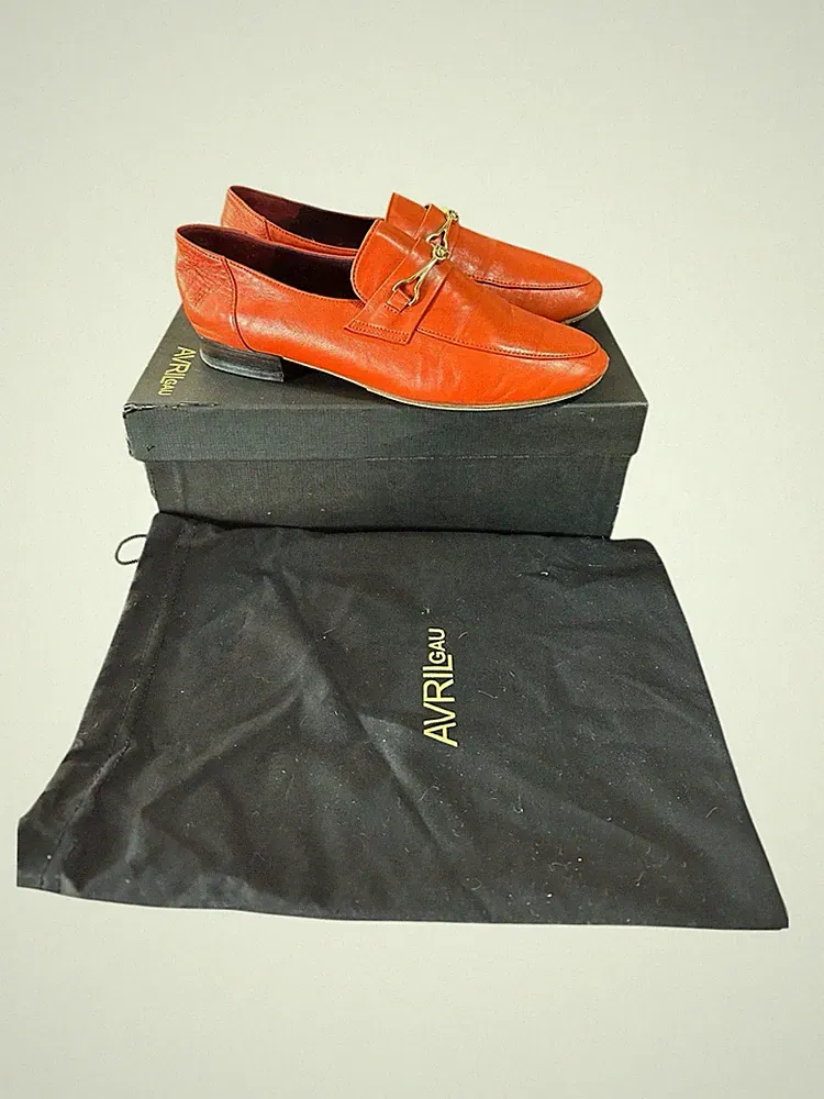 Avril Gau Leder Nappa Orange Dany 24 Halbschuhe - Makellos - Gr.5. 38