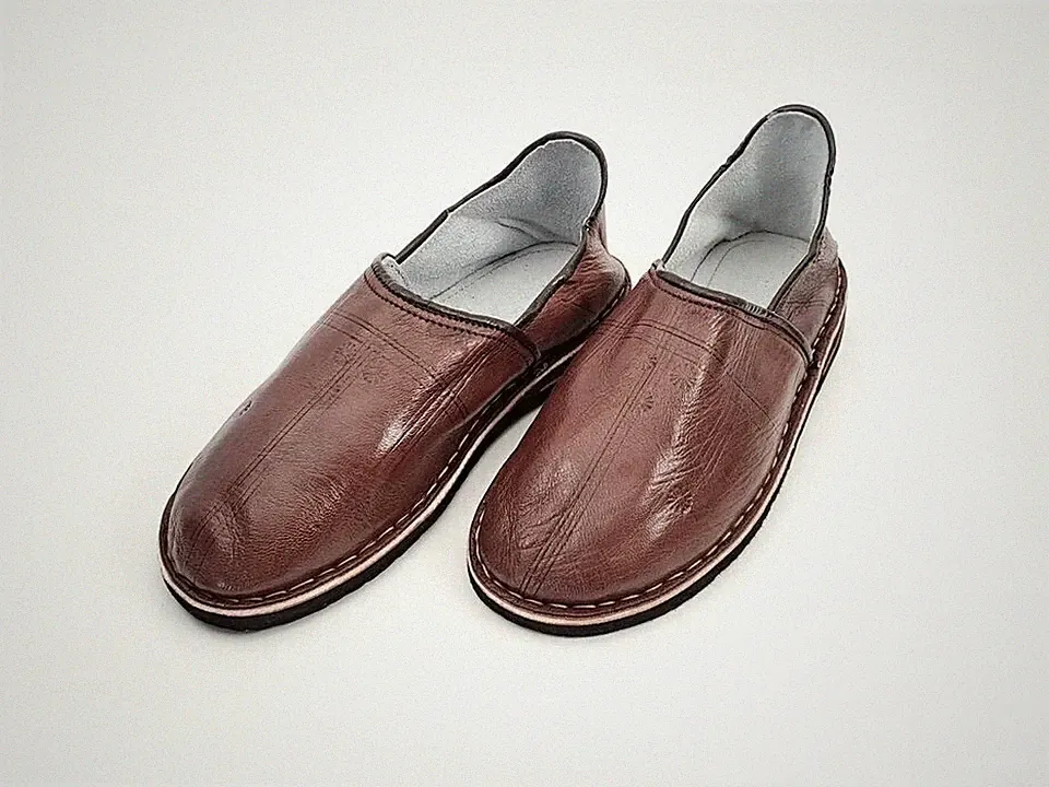 Babouche handgefertigter Berberschuh aus Leder Herren und Damen Made in Marokko BRAUN