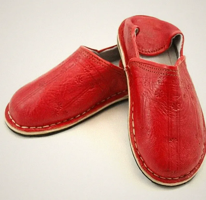 Babouche handgefertigter Berberschuh aus Leder Herren und Damen Made in Marokko ROT