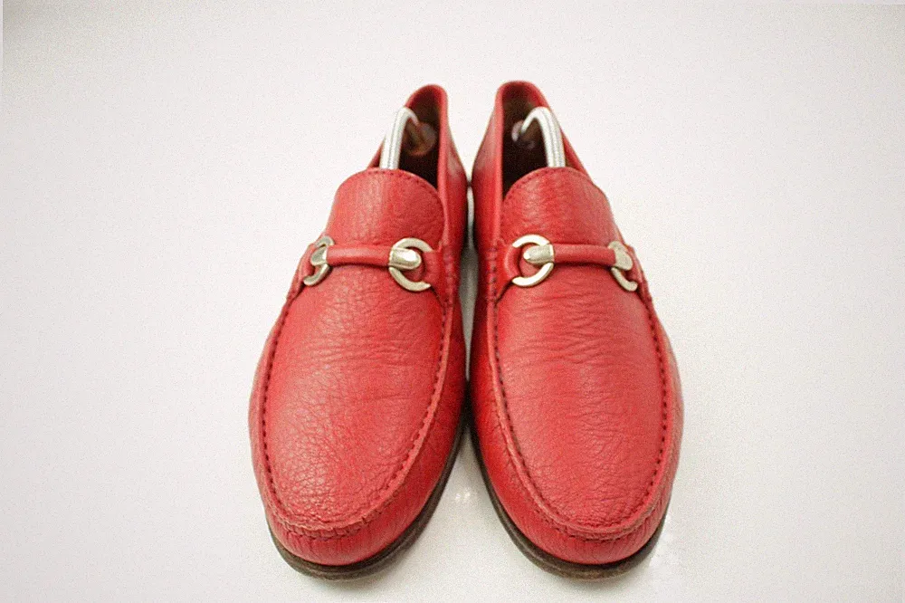 Baccaglini Herren Loafer Slipper Rot Leder Horsebit Made in Italy EU 42 UK 8