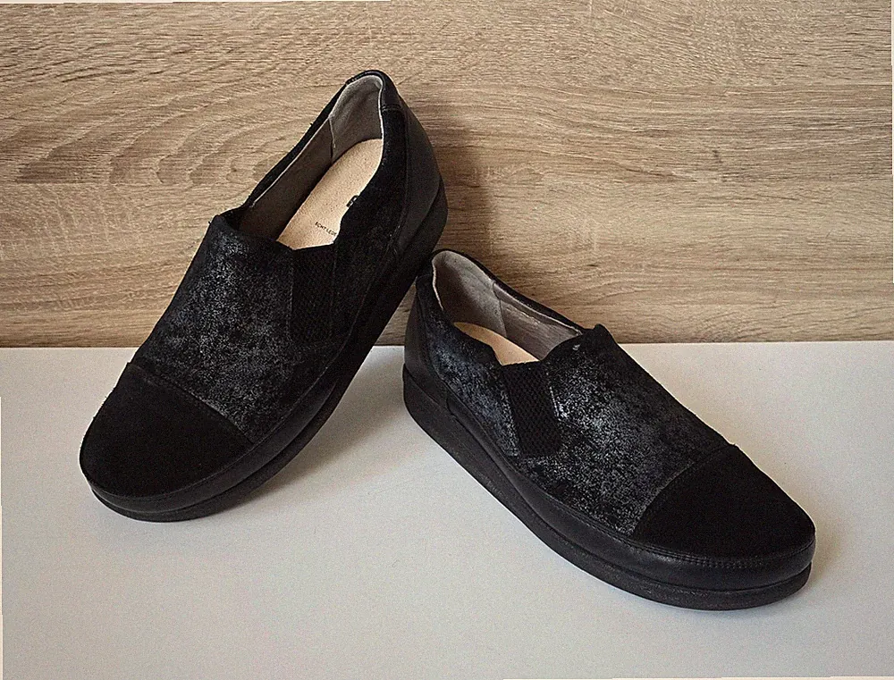 BÄR Leder Loafer Schuhe Slipper Mokassin Shoes Schwarz Gr. 7 = 40 – 40,5