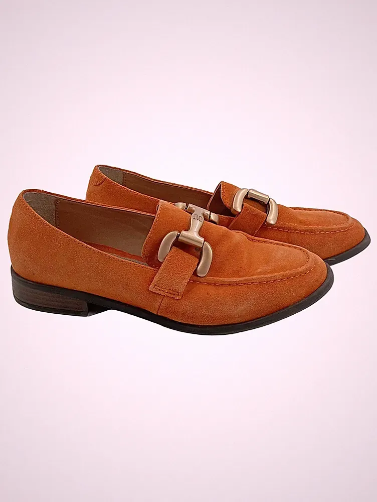 Bagatt Damen Slipper Loafer Gr. 38 Orange Wildleder Klassisch