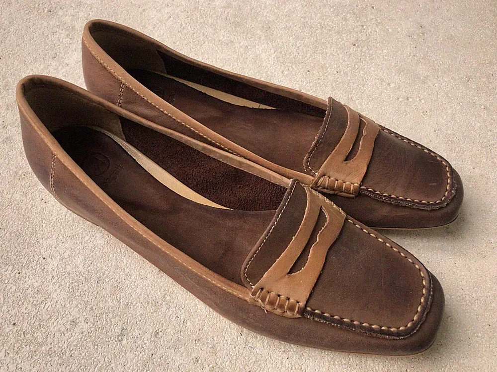 bagatt Schuhe Gr.38 Nubukleder braun beige leicht Loafer handmade