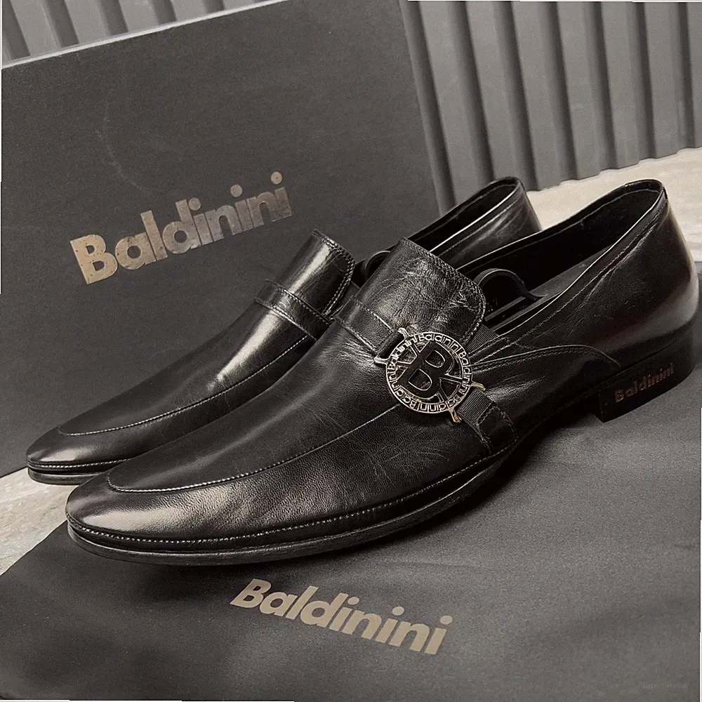 Baldinini Loafer elegante Schnalle Schuhe schwarz Leder 41 OS oder 7,5 US ode...