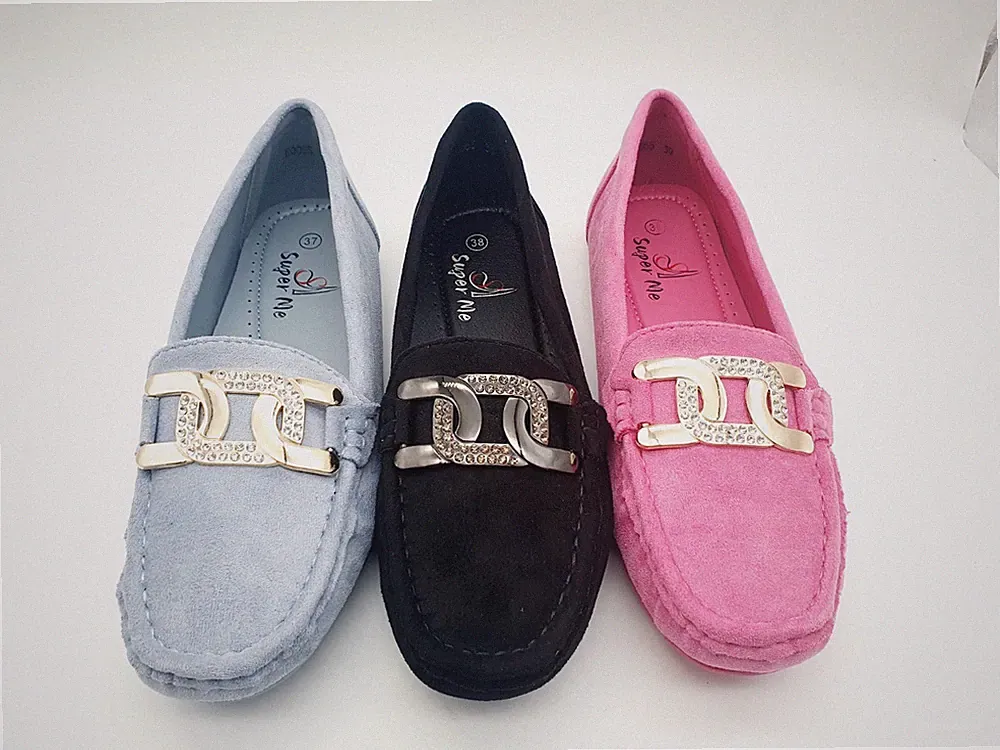 Ballerina Damen Schuhe Strass Mokassin Loafer Sommer Schwarz Fuchsia blau 36-41