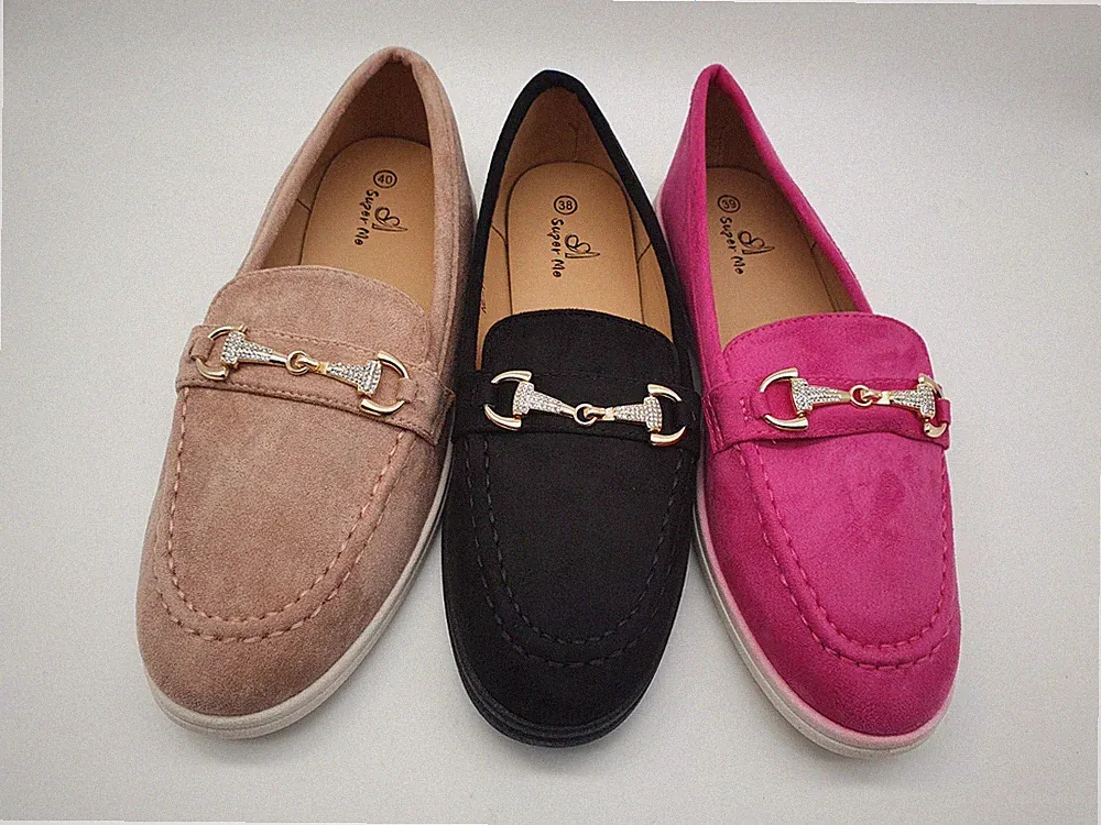 Ballerina Damen Schuhe Strass Mokassin Loafer Sommer Schwarz Khaki rosa Gr.36-41