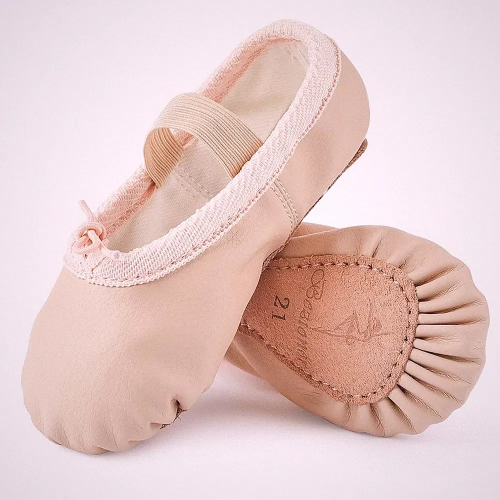 Ballettschuhe aus Leder Ballettschläppchen Tanzschuhe Gymnastikschuh mit Ganz...