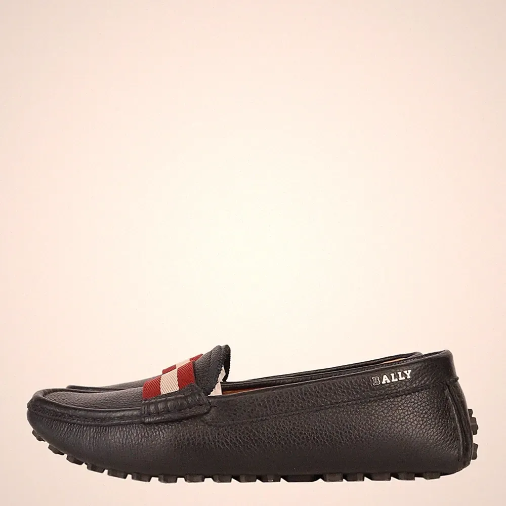 Bally Damen Schuhe Loafers Gr. 38 Schwarz Leder Halbschuhe Mokassins