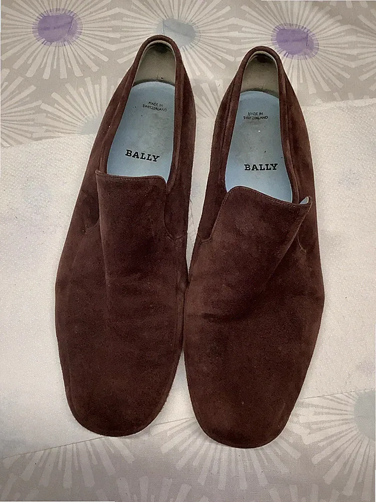 BALLY, EU 10, US 11, braunes Veloursleder, Loafer, Slipper
