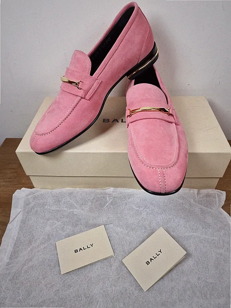 Bally Genos Rosa Neu Samantha 50 Ziegenveloursleder Halbschuhe EU 41 UK 7