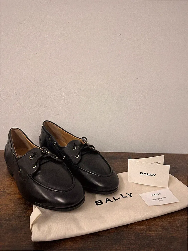 Bally Halbschuhe Herren Pathy Schwarz Büffelleder Bootsschuhe EU 42,5 UK 8,5