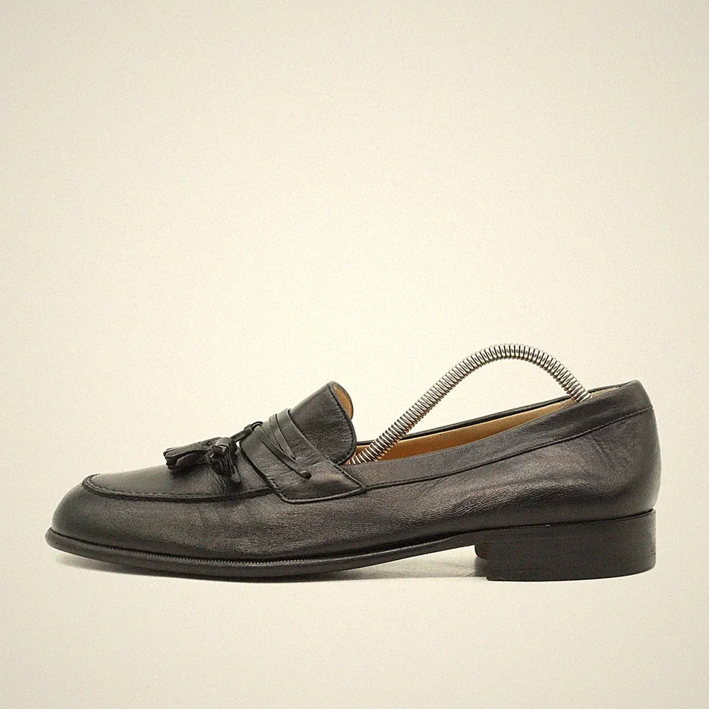 Bally Herren Loafer EU 46 Sarzano Schwarz Leder Quasten Slipper