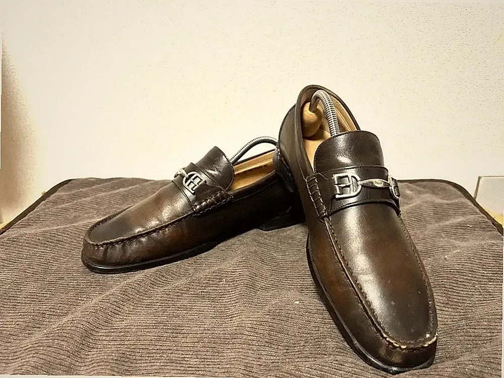 Bally Leder Halbschuhe Silber Gebiss Dunkelbraun 25 cm Herren Elegant...
