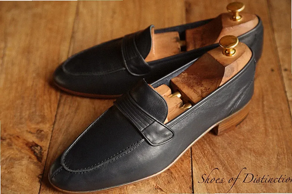 Bally Navy Blau Leder Schuhe Penny Loafer Herren UK 7,5 US 8,5 EU 41,5