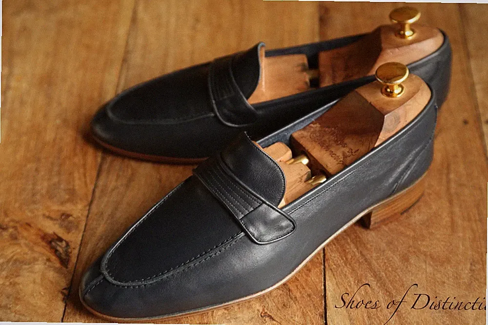 Bally Navy Blau Leder Schuhe Penny Loafer Herren UK 7,5 US 8,5 EU 41,5