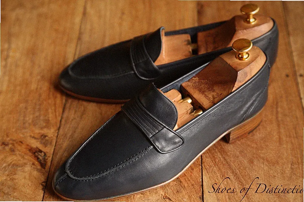 Bally Navy Blau Leder Schuhe Penny Loafer Herren UK 7,5 US 8,5 EU 41,5