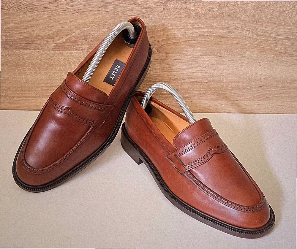 Bally Penny Loafer Slipper Mokassin Leder Halbschuhe Braun France Gr. 6,5 = 40