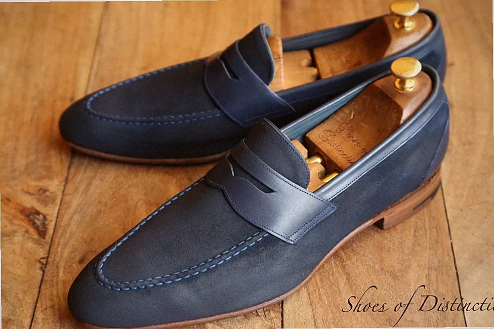 Barker Blue Rough Out Suede Penny Loafer Schuhe Herren UK 9,5 G EU 43,5 US 10,5