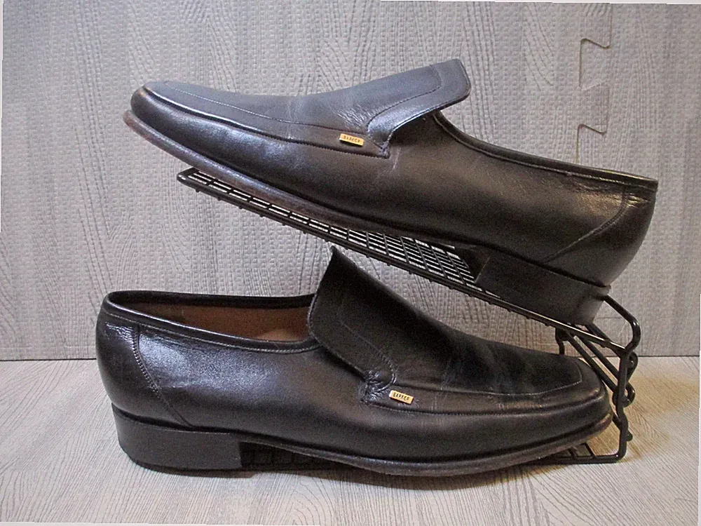 Barker Halbschuhe Herren UK 10 F Schwarz Leder Slipper Elegant Schuhe Hergestellt in England