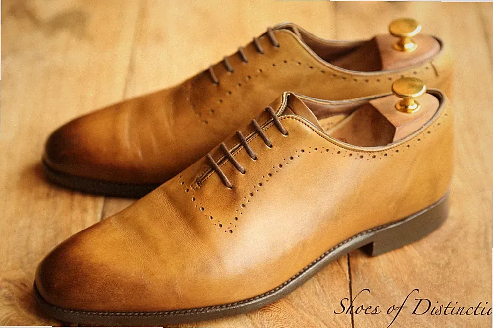 Barker hellbraun brüniertes Leder Brogue Oxford Schuhe Halbschuhe Herren UK 8 US 9