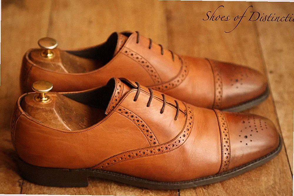 Barker hellbraune Leder Brogue Oxford Schuhe Halbschuhe Herren UK 8 G US 9 EU 42
