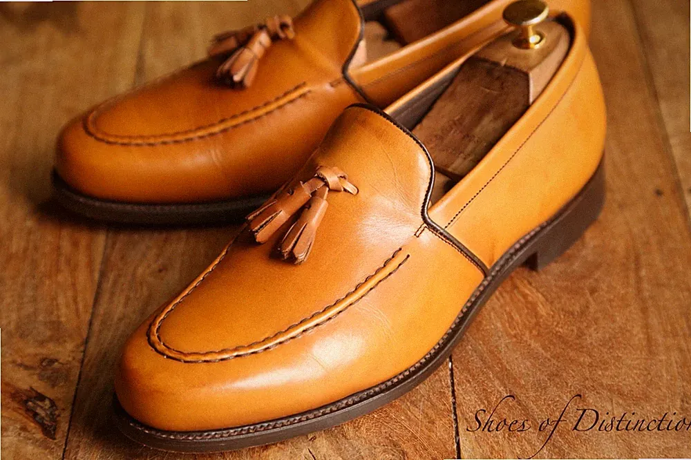 Barker hellbraune Lederschuhe mit Quasten Halbschuhe Herren UK 8,5 F US 9,5 E...