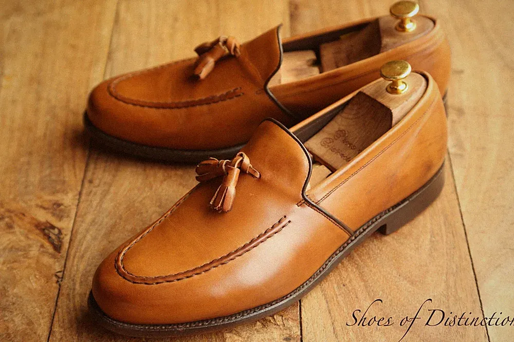 Barker hellbraune Lederschuhe mit Quasten Halbschuhe Herren UK 8,5 F US 9,5 E...