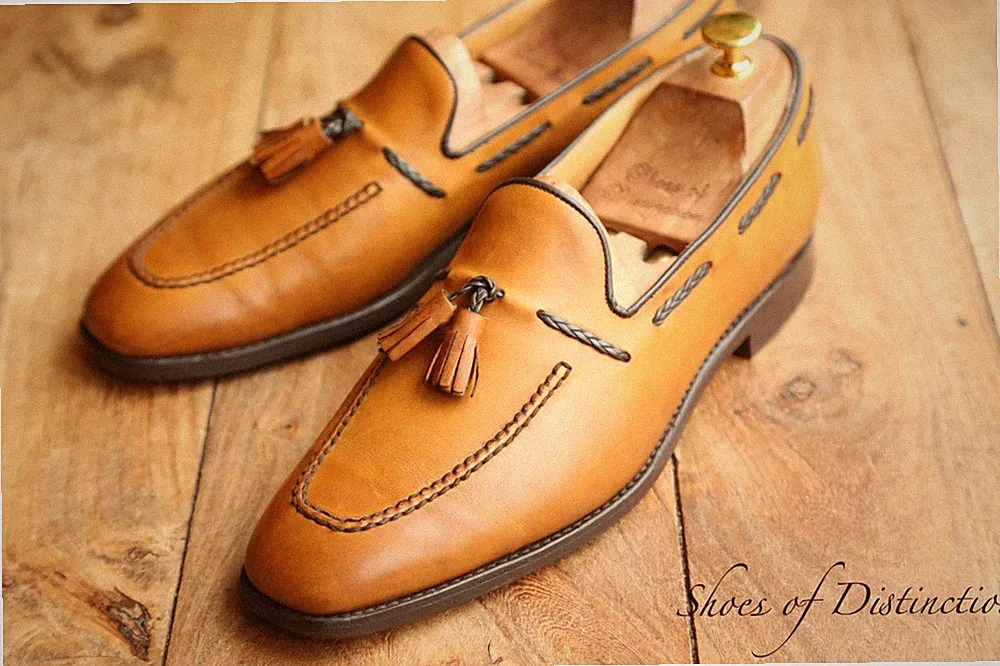 Barker hellbraune Lederschuhe mit Quasten Halbschuhe Herren UK 8 E EU 42 US 9