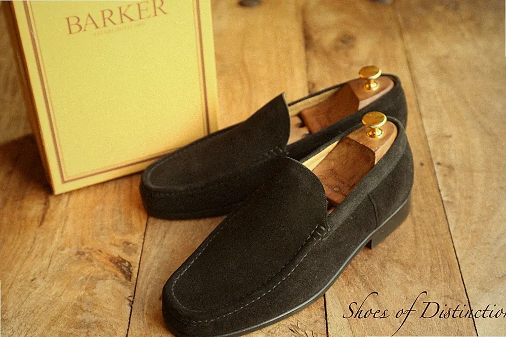 Barker Schwarz Wildleder Penny Halbschuhe Schuhe Herren UK 8 US 9 EU 42