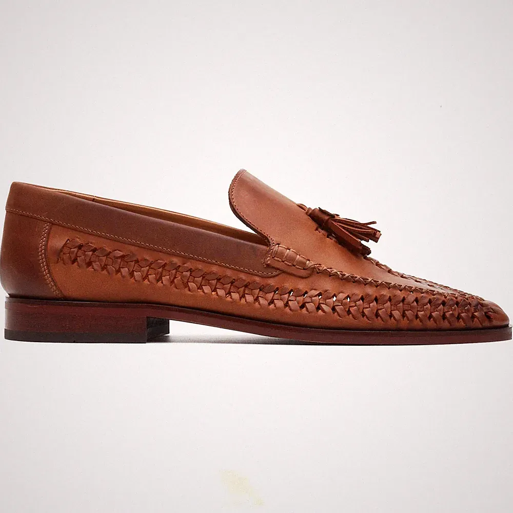Base London Bracken Herren Leder Slipper Komfort Hellbraun Halbschuhe