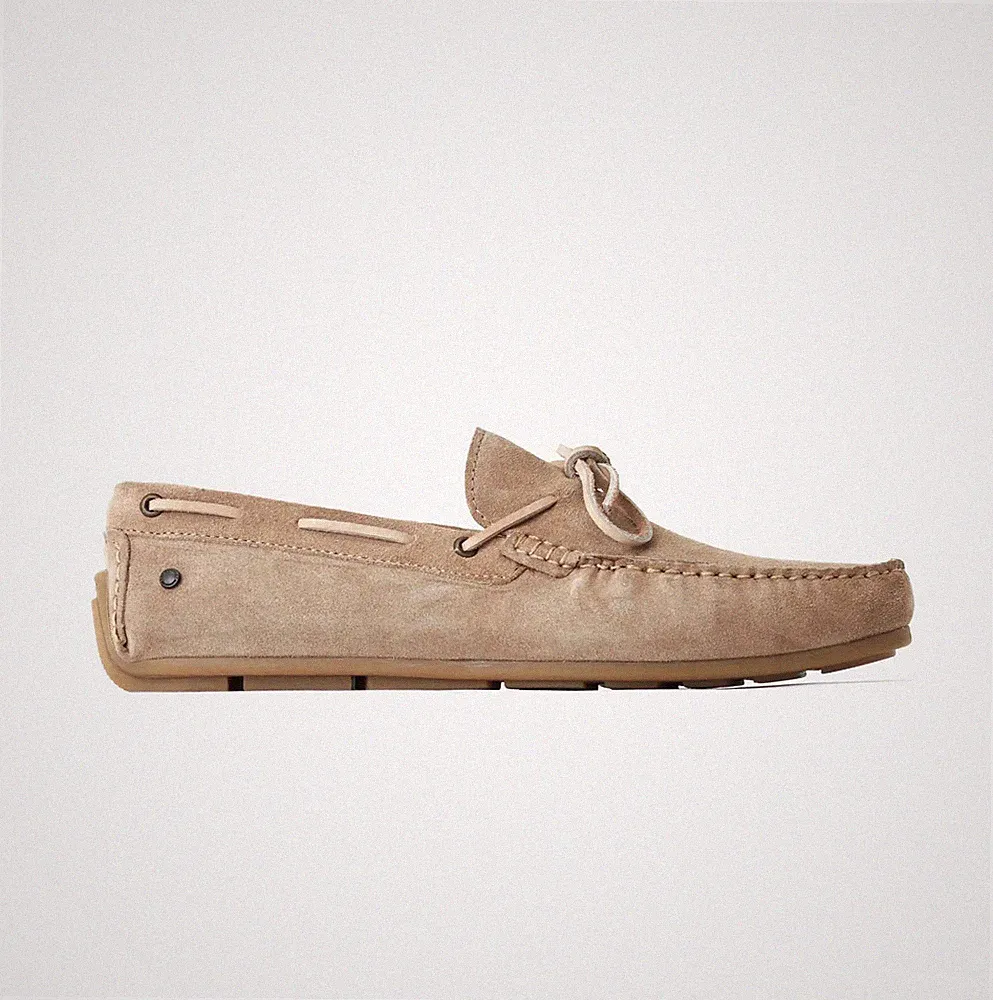 Base London Brooks Herren Wildleder Slipper Freizeit Camel Halbschuhe