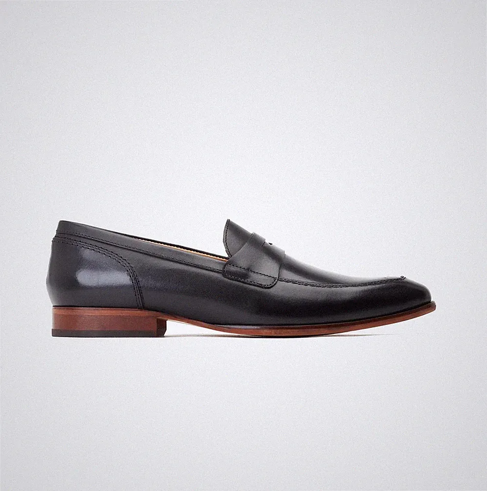 Base London Bruno Herren Leder Slipper Komfort Schwarz Halbschuhe Schuhe